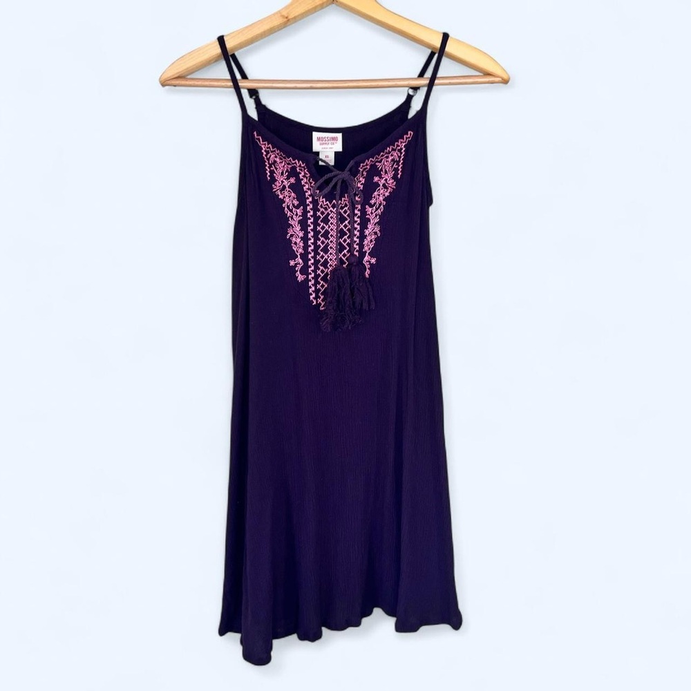 Mossimo Size XS Purple Pink Embroidered Boho Mini Sun Dress Summer Vintage Y2K